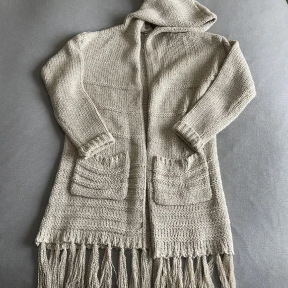 LIKE NEW Mystree Fringe Cozy Cardigan Hooded - Picture 6 of 8